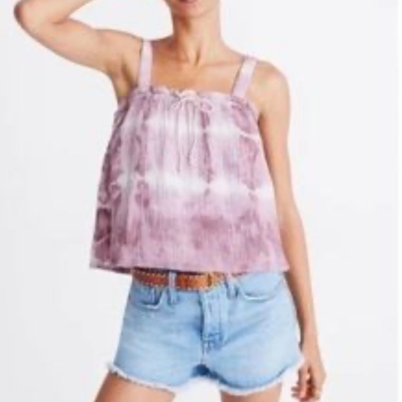 Madewell Tops - Madewell x Warm Purple and White Tie Dye Sweater Tank with Elastic Rope Tie M
